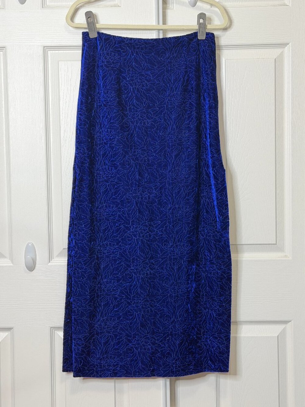 Electric Blue Quilted Velvet Midi Skirt- Zara, Women's Small